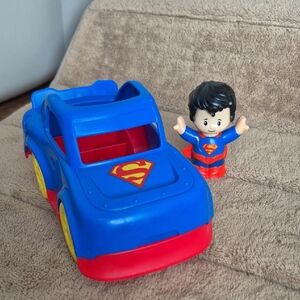 Little People Superman Blue and Red Toy Car with Figure